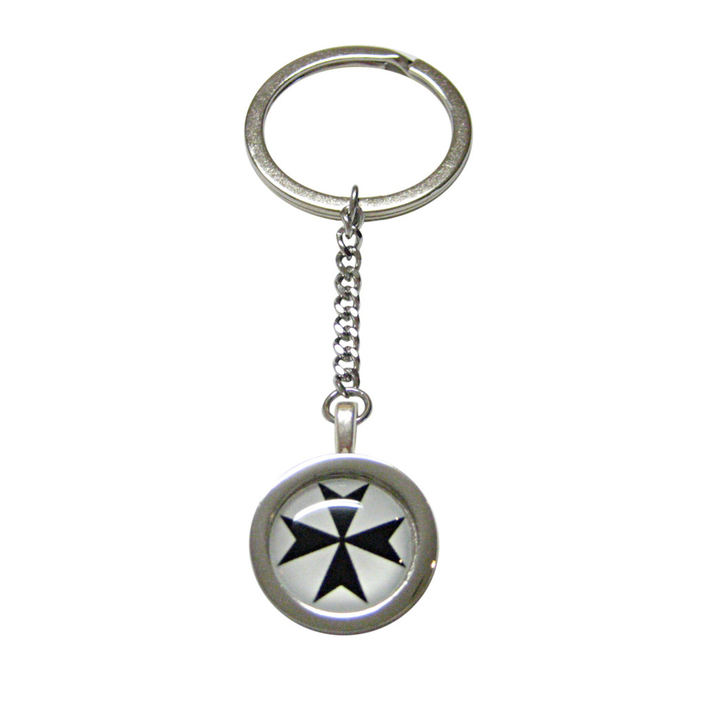 Bordered Maltese Cross Pendant Keychain